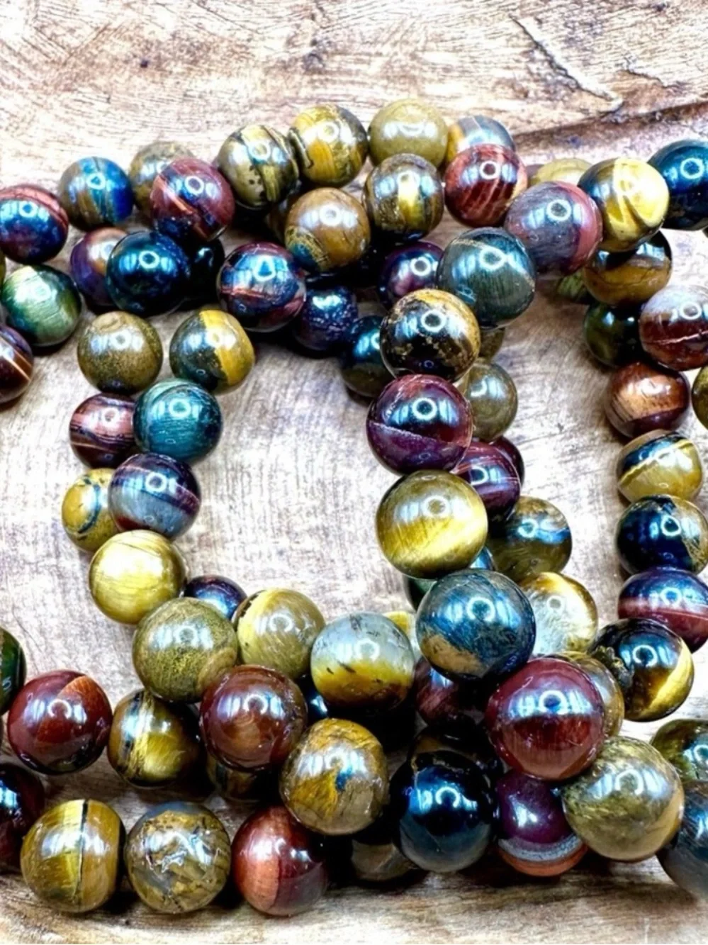 8mm Mix Natural Tiger's Eye Beaded Bracelet